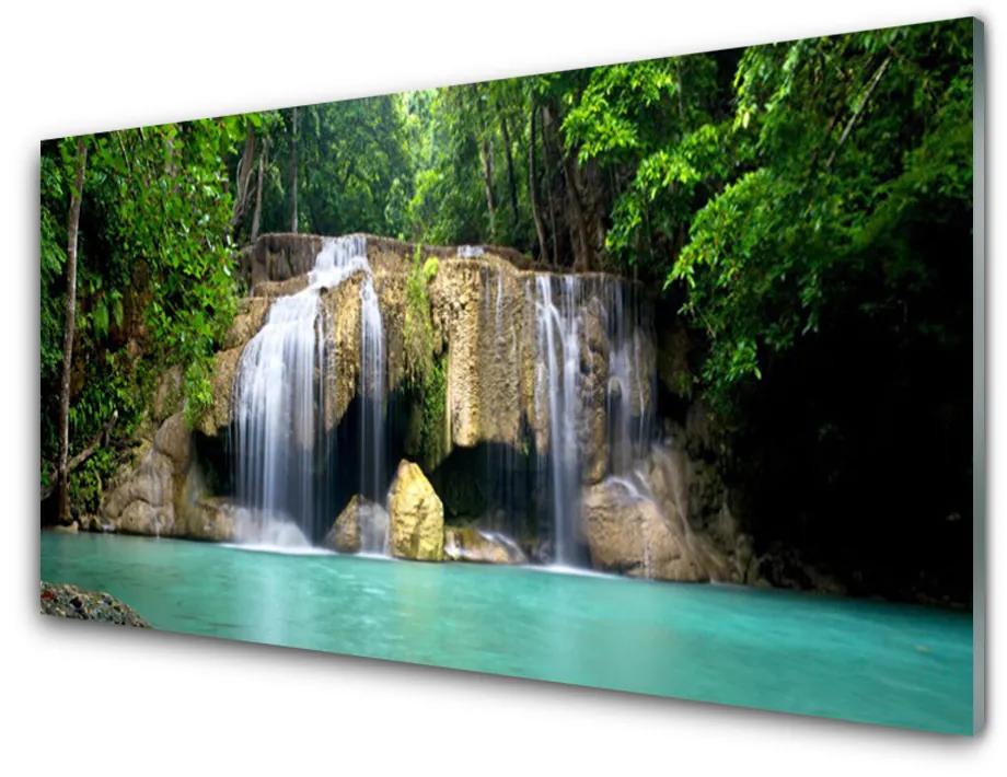 Obraz na skle Vodopád strom príroda 100x50 cm