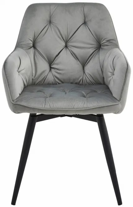 Jedálenská otočná stolička JORK360 zamatová, strieborná (čierne nohy)