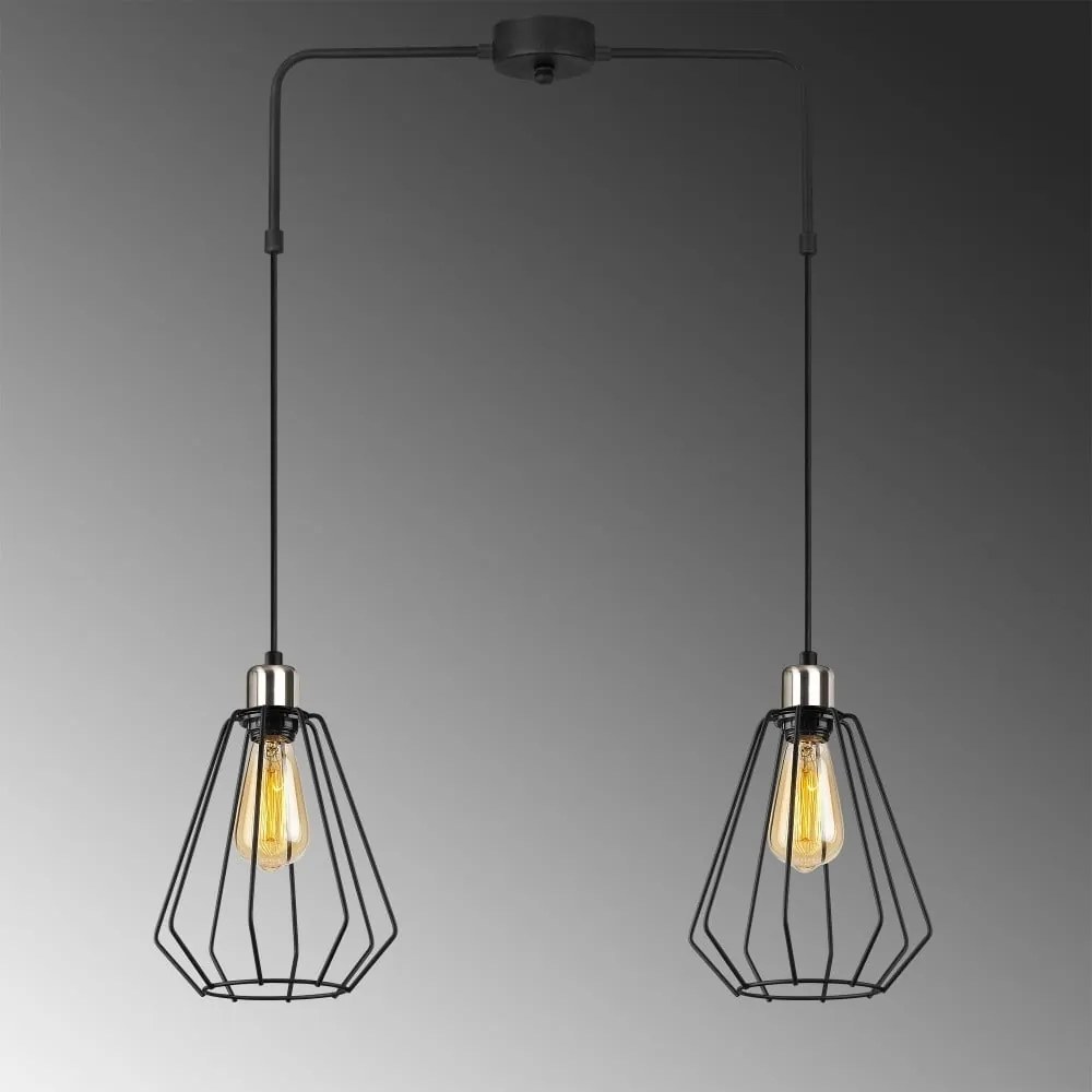 Čierne kovové závesné svietidlo Opviq lights Straton