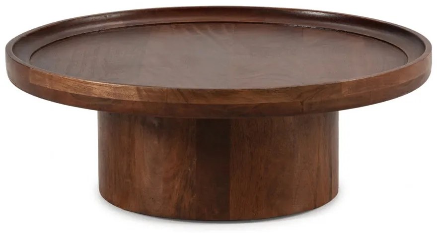 Tmavohnedý okrúhly konferenčný stolík z mangového dreva 80x80 cm Giselle – MOME
