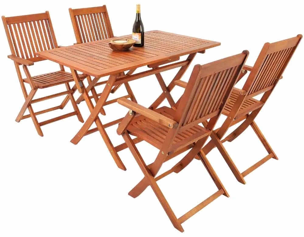 Sedacia súprava SYDNEY, 5-dielna, prírodné drevo Casaria