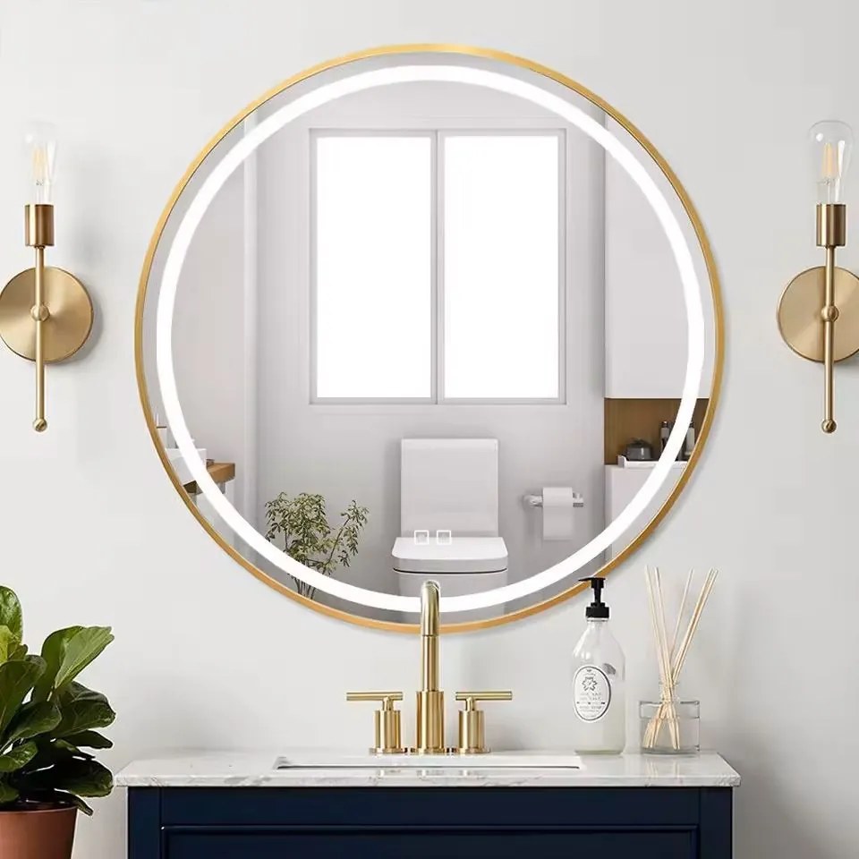 Tutumi Tutumi, okrúhle LED zrkadlo 90cm so zlatým rámom, MMJ GOLD 90cm, zlatá matná, HOM-02504