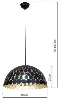 Luster na lanku LISA BLACK 1xE27/60W/230V