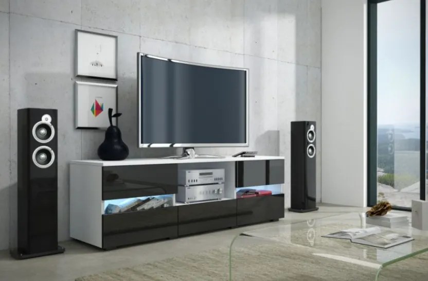 WIP TV stolík Global 2 biela / čierny lesk