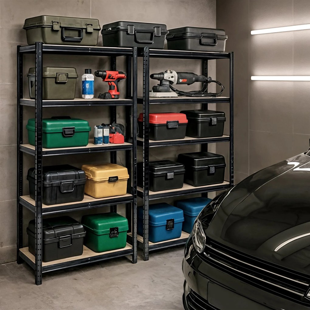 Kovový regál REGMET 70x30x154 cm čierny