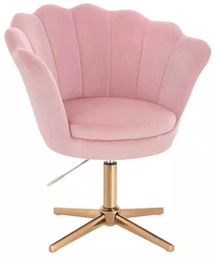 LuxuryForm DESIGN Kreslo FREY VELUR na zlatom kríži - ružové