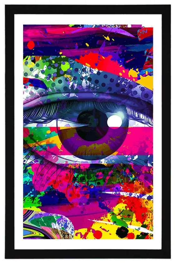 Plagát s paspartou ľudské oko v pop-art štýle - 30x45 silver