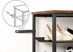 Botník s látkovými policemi Vasagle Elviro 75 cm černý/hnědý