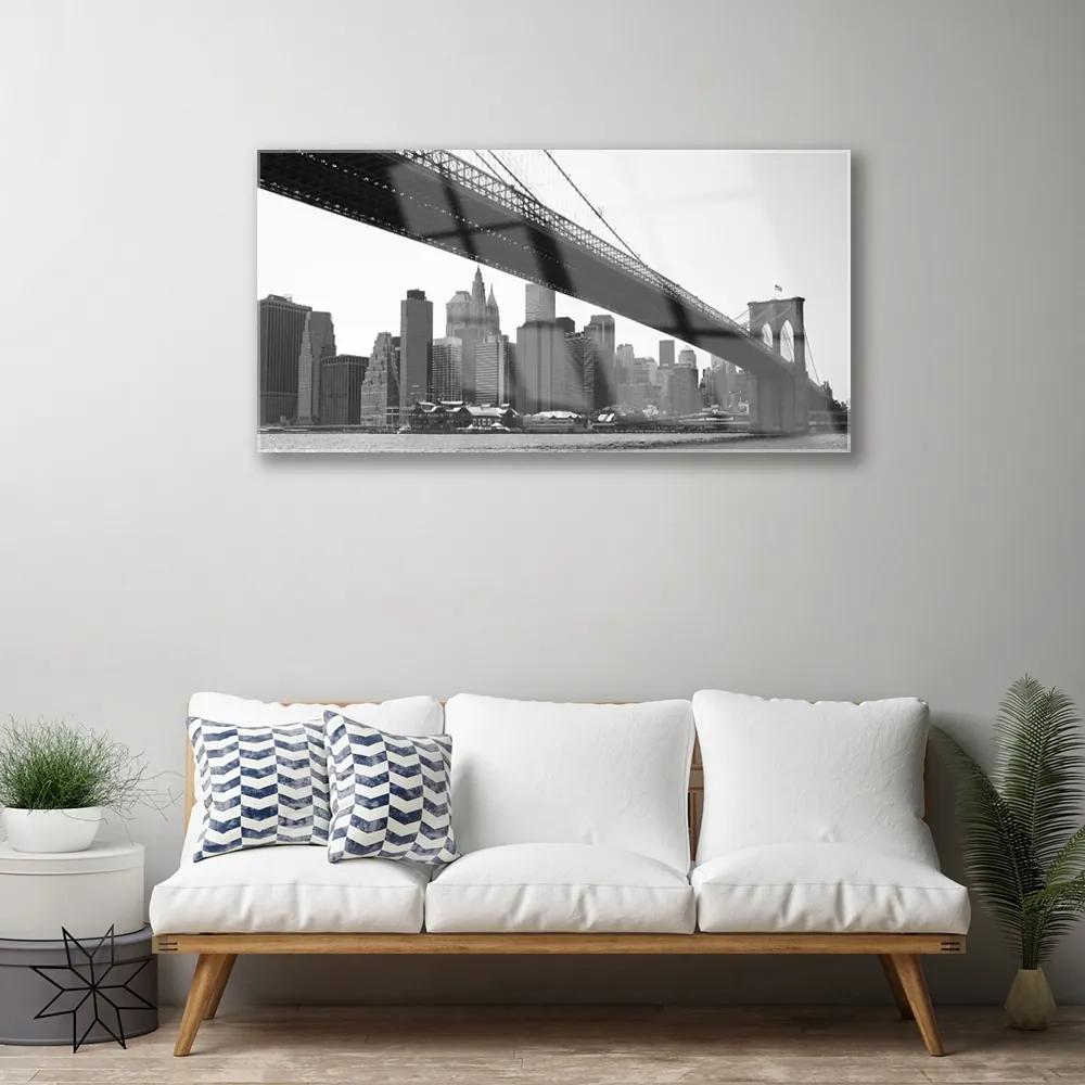 Obraz na skle Most mesto architektúra 140x70 cm