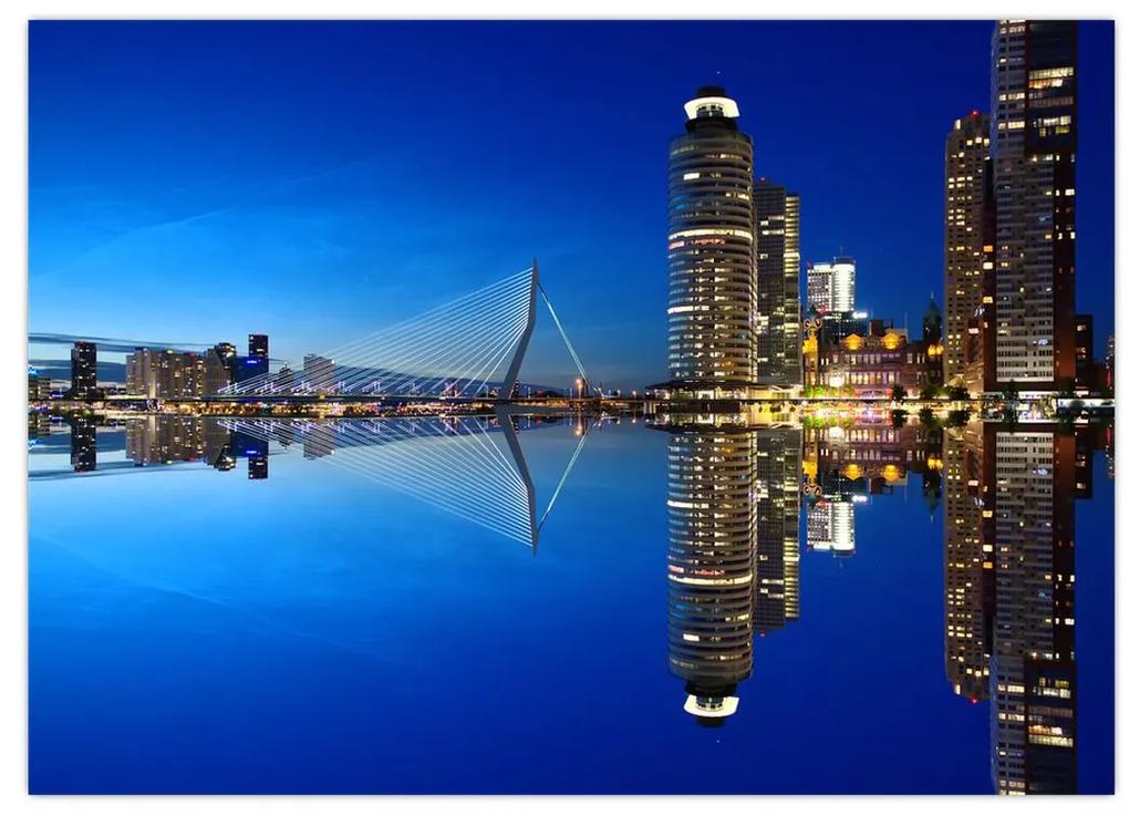 Obraz - nočný Rotterdam (70x50 cm)
