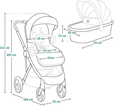 Lionelo - Kombinovaný kočík 2v1 AMBER čierno-strieborný