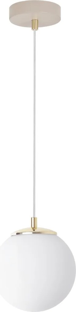 Závesné svietidlo Florence, 1x biele sklenené tienidlo, g/be