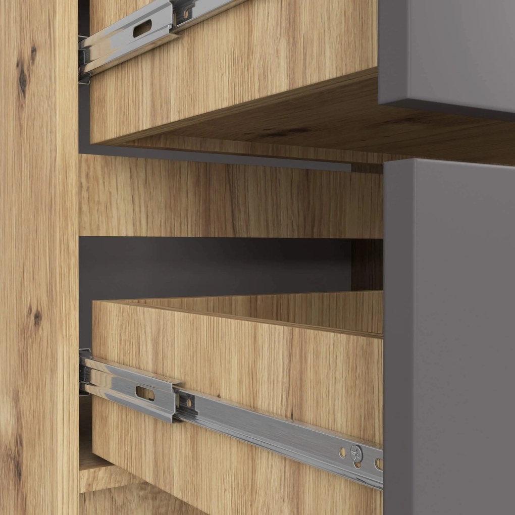 Komoda Kuba 60 cm - 4 zásuvky dub artisan/grafitová