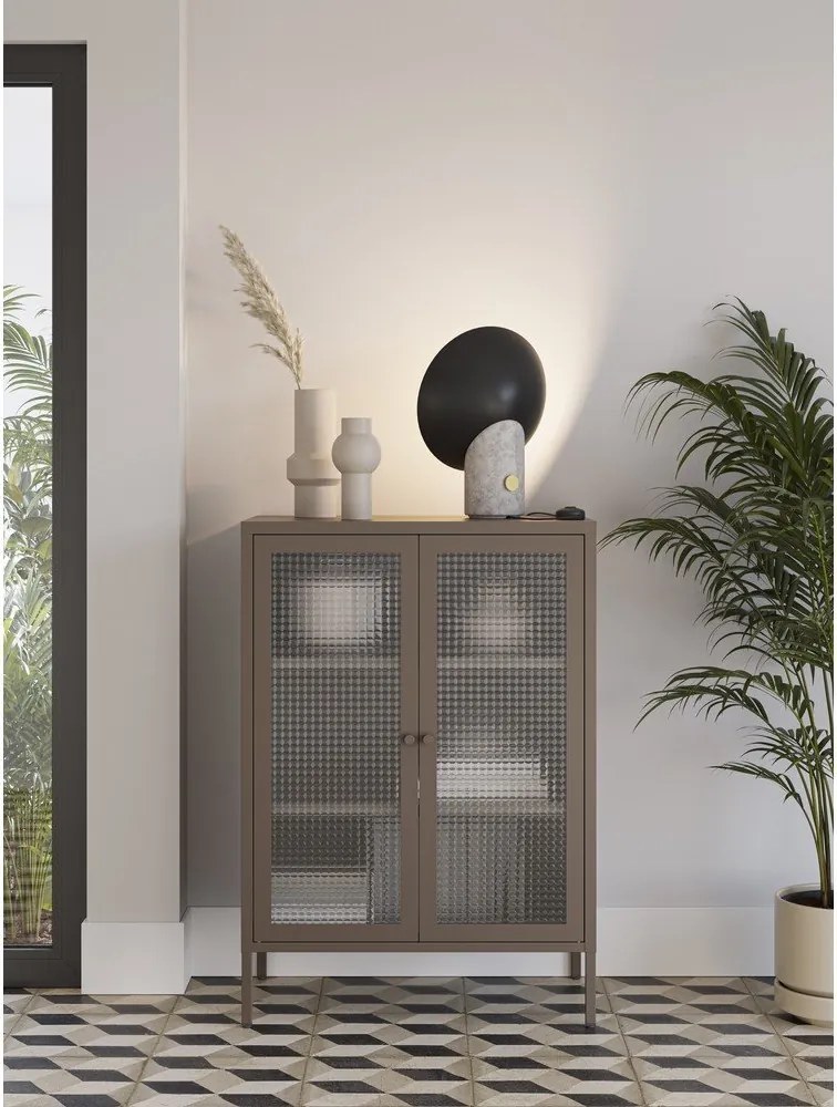 Sivá kovová vitrína 70x100x40 cm Layna – Marckeric