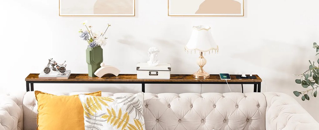 Konzolový stolek Vasagle Nerry s nabíjecí stanicí 180 cm černý/hnědý