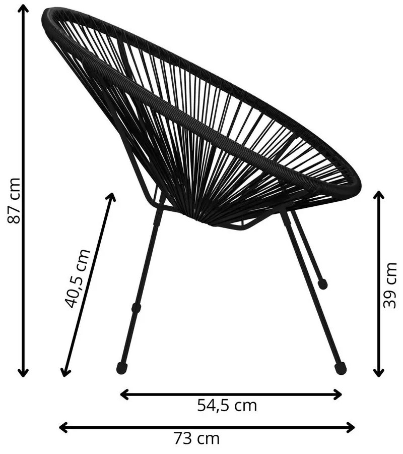 Záhradné kreslo oválne, výška 87 cm Springos - GF0085 čierna