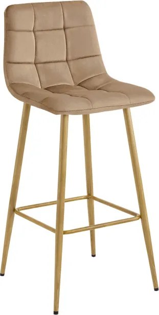Barová stolička ARCETO zamatová, hnedá / hnedá