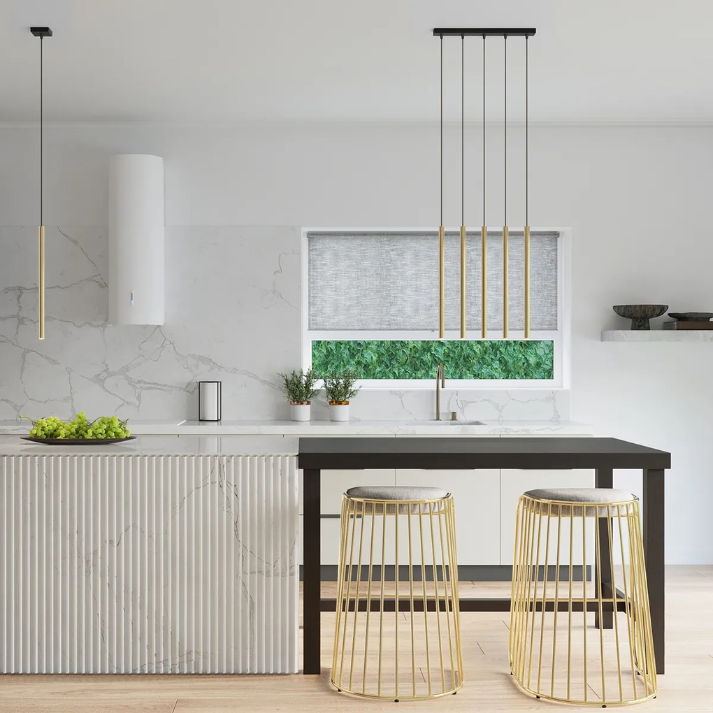 Závesné svietidlo Pastelo, 3x zlaté kovové tienidlo, b