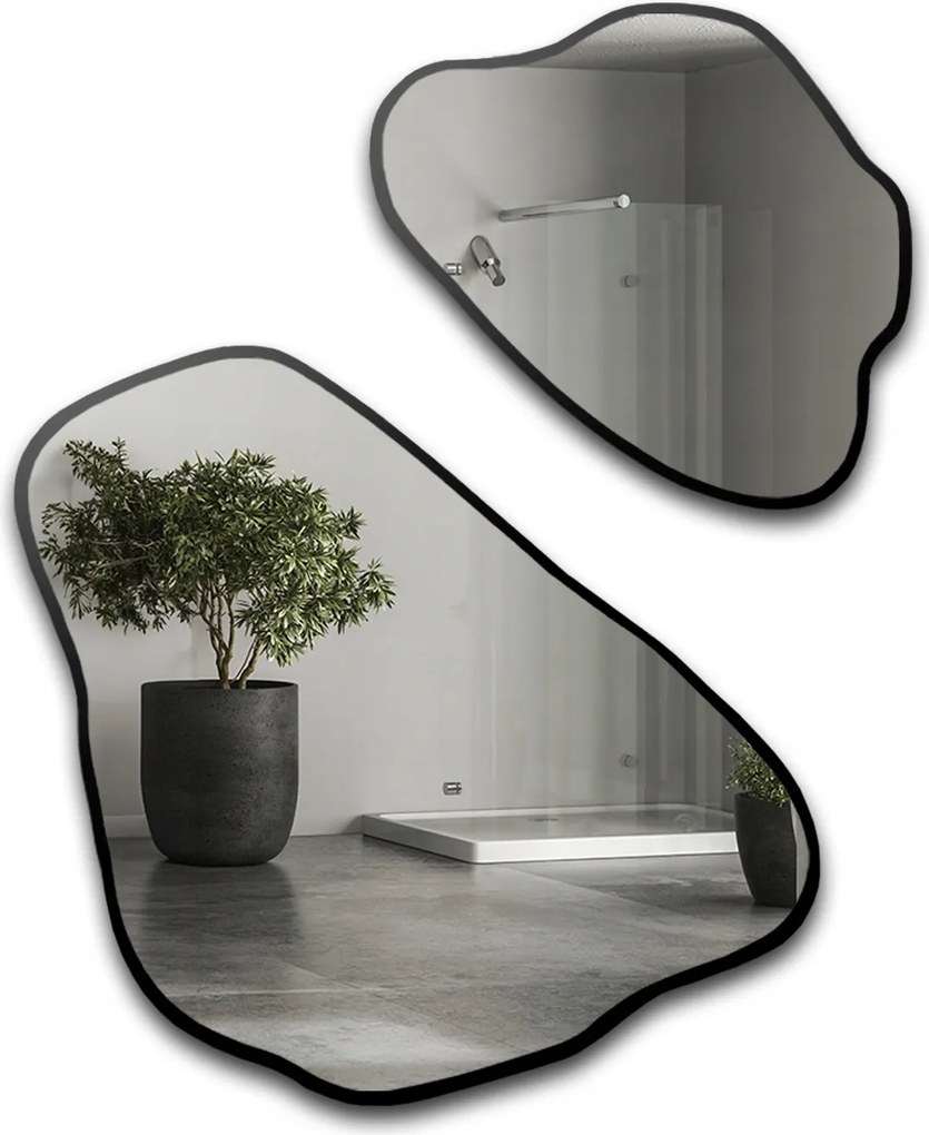 Sada nepravidelných zrkadiel Morion v čiernom ráme 150x185, dekoratívna