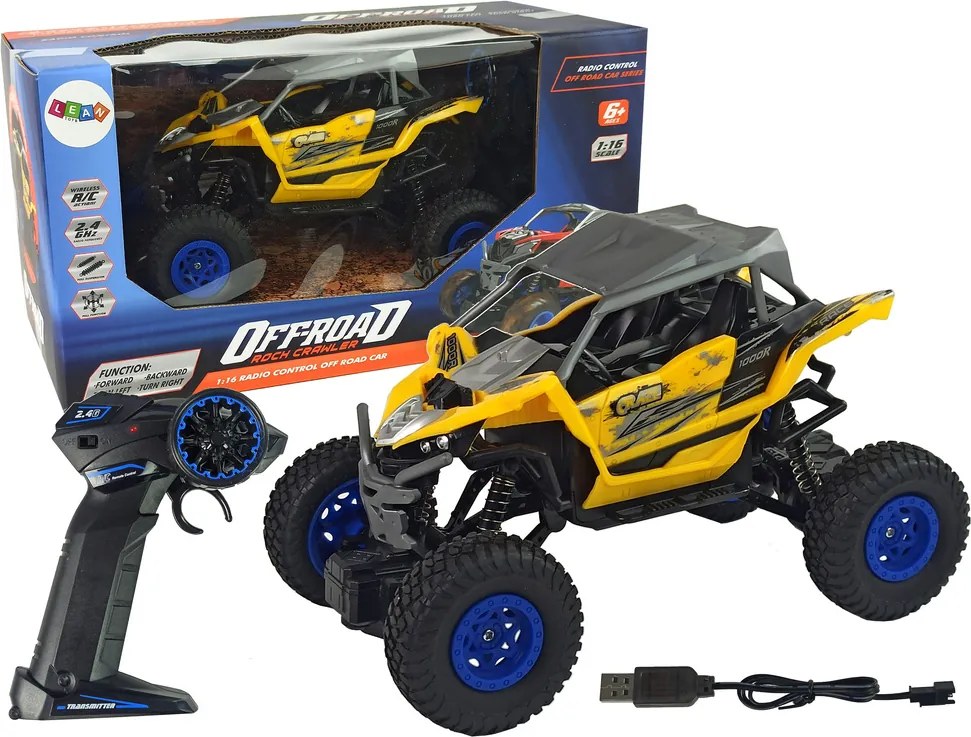 LEAN Toys Terénne auto Off-Road s diaľkovým ovládaním 2,4 GHz v mierke 1:16, žlté