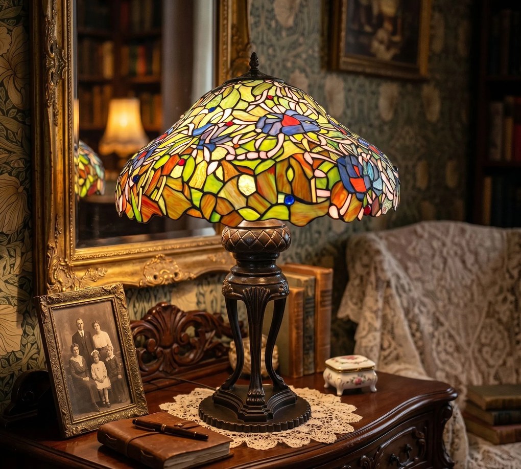Stolná lampa Tiffany Emmi - Ø 57 * 83 cm E27 / max 3 * 40W