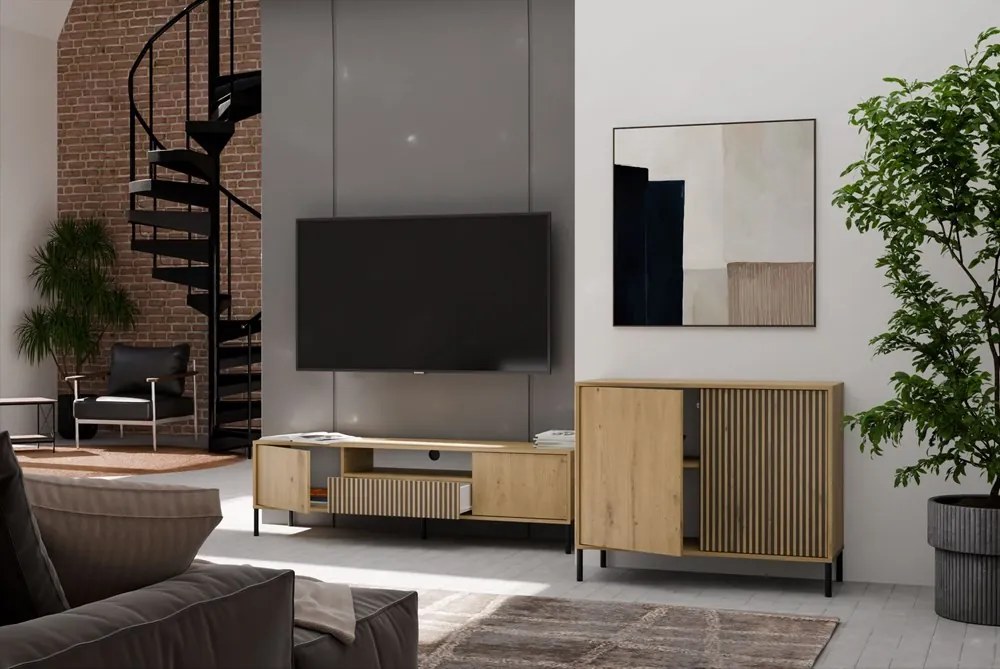 Komoda Kamaro 2D Slim 103 cm II dub Artisan/černá