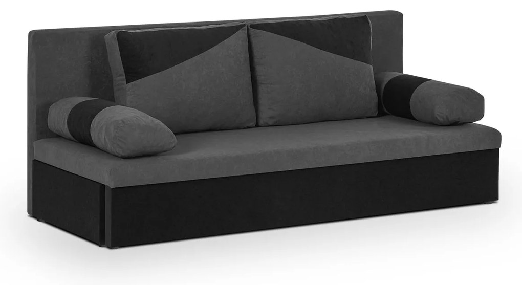 Pohovka pre 3 osoby s funkciou spania ROLO Sivá/čierna