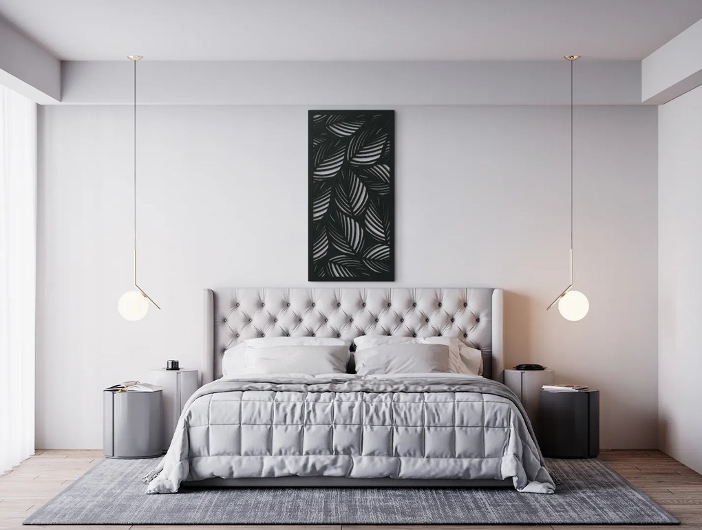drevko Drevený obraz na stenu Lístie v zátiší Rozmer obrazu: 44,5 x 22 cm, Farba dekorácie: Čierna