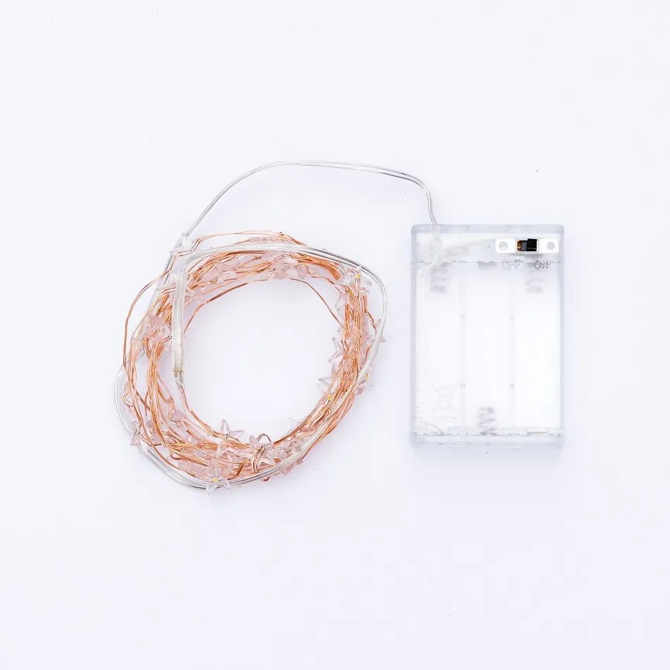 DECOLED LED světelný řetěz na baterie hvězdičky, teple bílá, 40 diod, 3,4 m