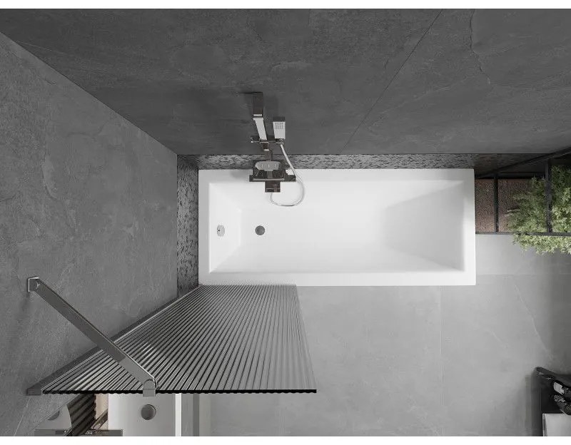 Mexen Next, vaňová zástena 1-krídlová 60 x 150 cm, fixné krídlo, 6 mm sklo s pruhmi, chrómový profil, 895-060-000-00-09-01