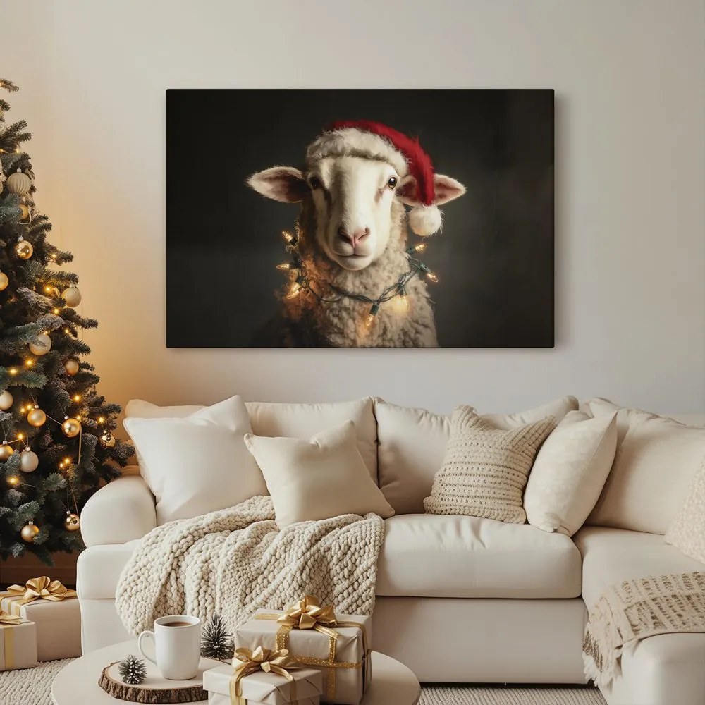 Obraz vianočná ovca so svetielkami