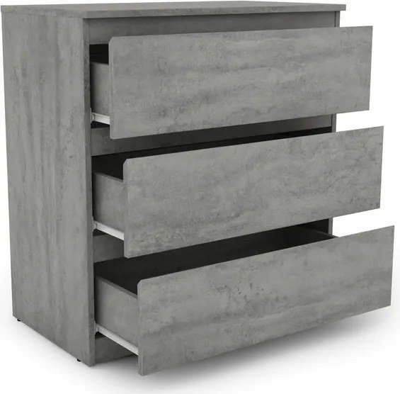 Zásuvková komoda Carlos 753S, šedý beton, výška 80 cm
