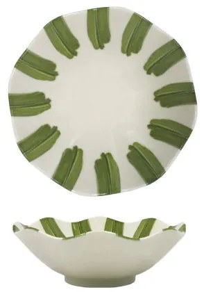 Porcelánová 18-dielna jedálenská súprava, biela/zelená