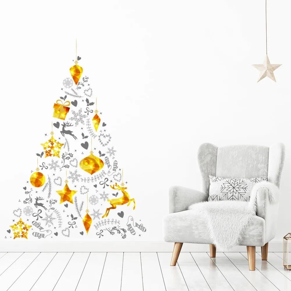 Vianočná samolepka v tvare stromčeka Ambiance, 85 × 60 cm