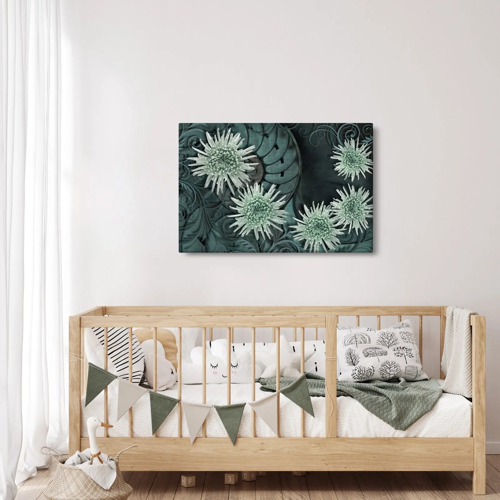 Obraz - Zelené kvety (90x60 cm)