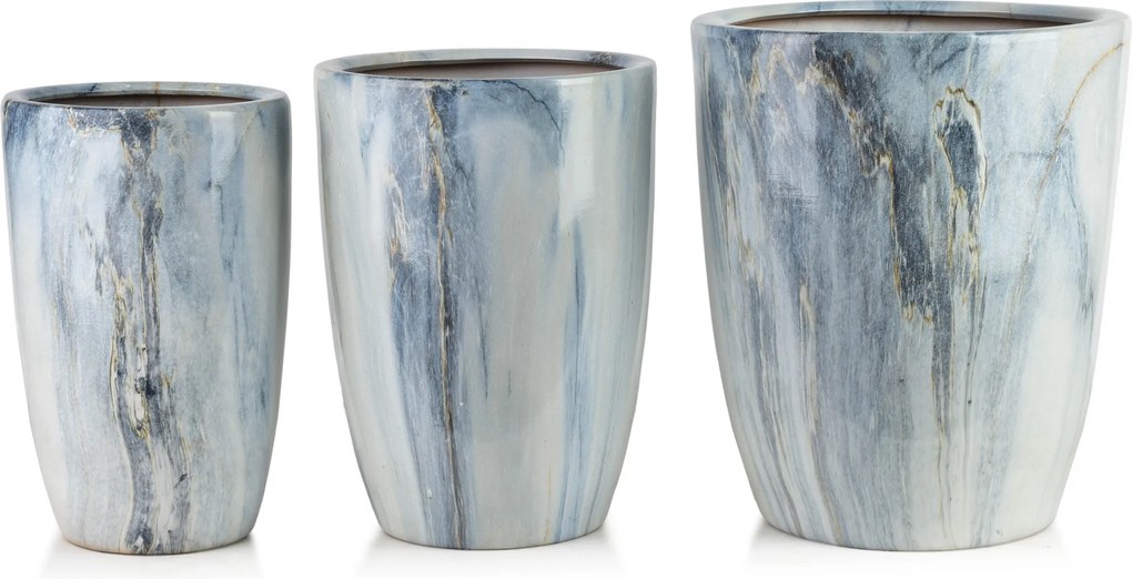 Sada 3 ks kvetináčov NEVA MARBLE VIII modrá