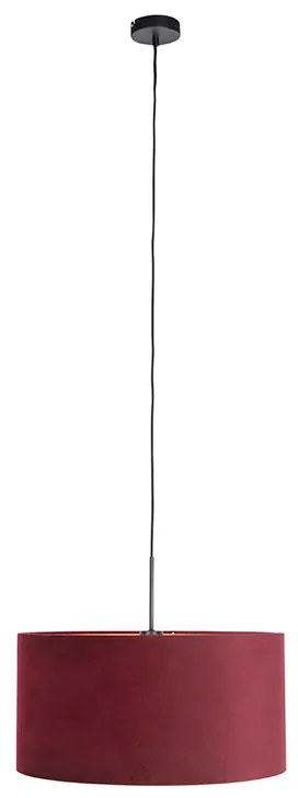 Závesné svietidlo s červeným zamatovým tienidlom so zlatom 50 cm - Combi