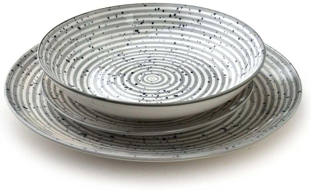 Porcelánová sada 18 ks STRIPES GREY šedá
