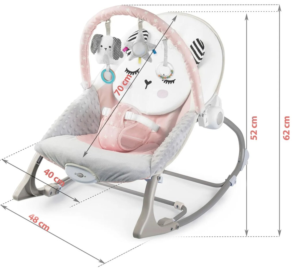 Hojdacie lehátko Nukido s vibráciou – ružové