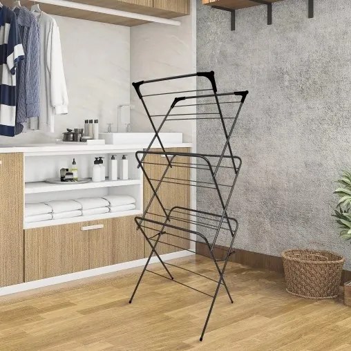 Erga Model 151 Black, sušiak bielizne 59,5x52,2x130,5 cm, čierna, ERG-SEP-10SUSST151BLA