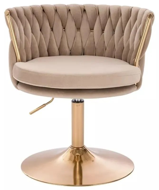 LuxuryForm DESIGN Stolička LYON VELUR na zlatom tanieri - latte
