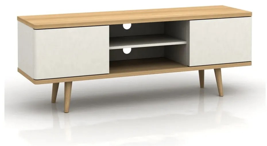 Biely TV stolík v dekore duba 140x52 cm Alana - Støraa