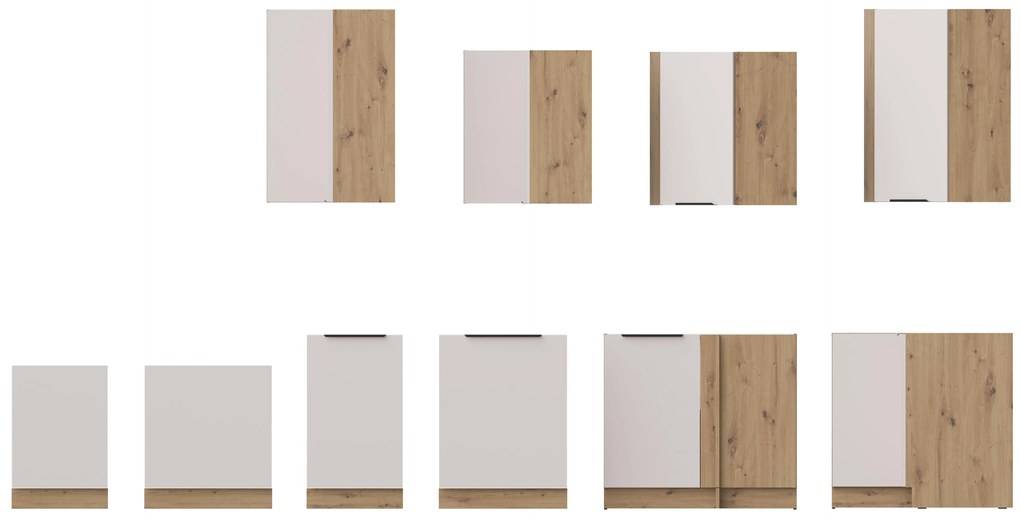 Rohová dolná kuchynská skrinka Sayla 90x90 DN 2F BB (kašmír + dub artisan). Akcia -20%. Vlastná spoľahlivá doprava až k Vám domov. 1121420