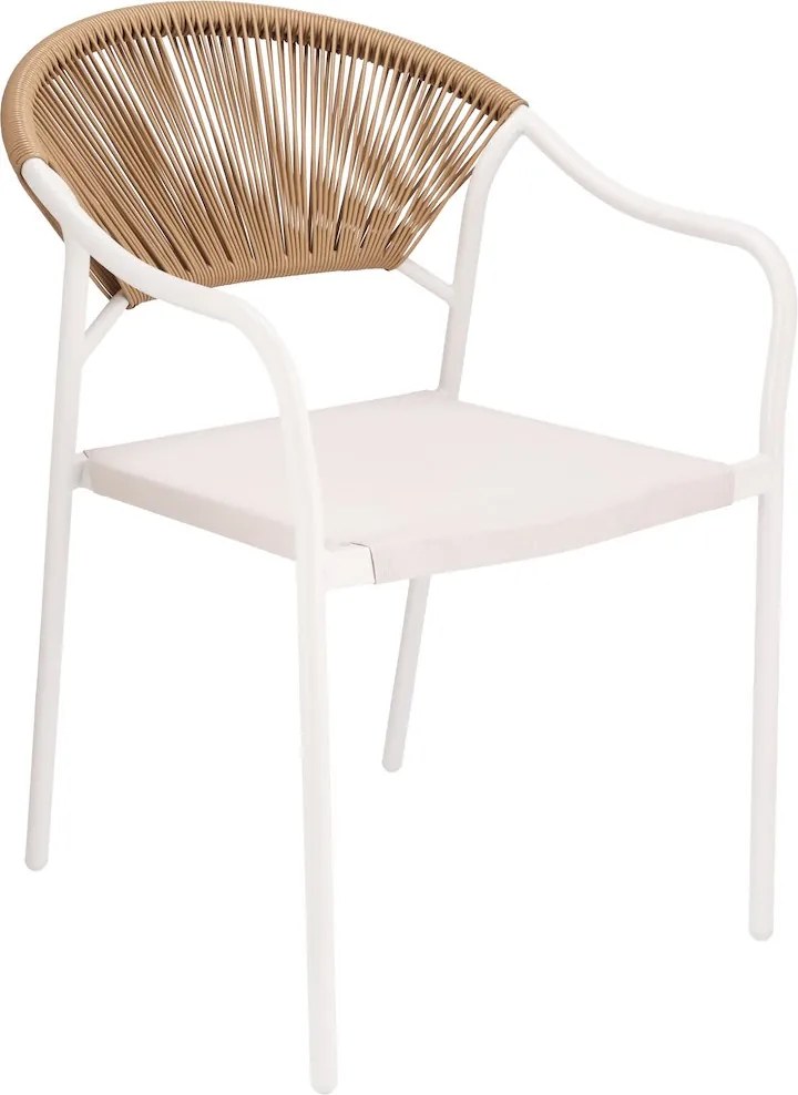 JU Balkónová súprava: 2 stoličky, stolík, rozmery stoličiek 55 x 61 x 85 cm, rozmery stolíka 60 x 60 x 70 cm, biela, prírodná
