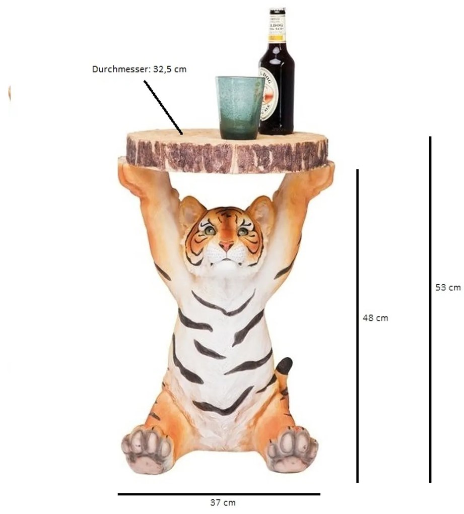 Animal príručný stolík tiger hnedý Ø35 cm