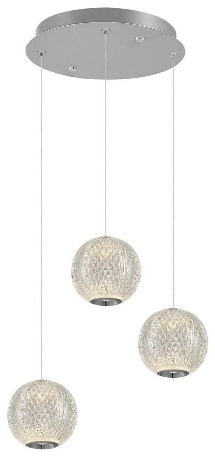 LED luster na lankách CREMONA 3xLED/5W/230V 3000K matný chróm