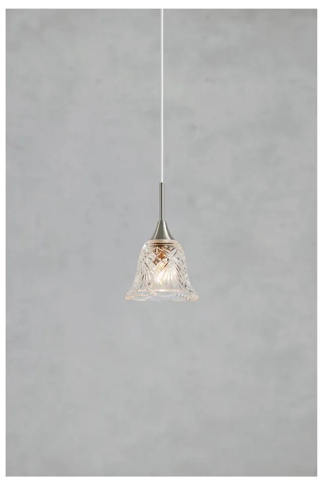 Závesné svietidlo v striebornej farbe so skleneným tienidlom ø 13,5 cm Luna – Markslöjd