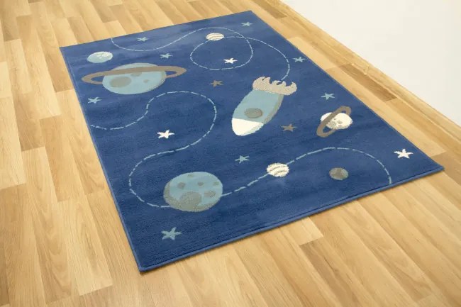 Detský koberec Kids 534547/94955 Jeans Kosmos modrý / tyrkysový