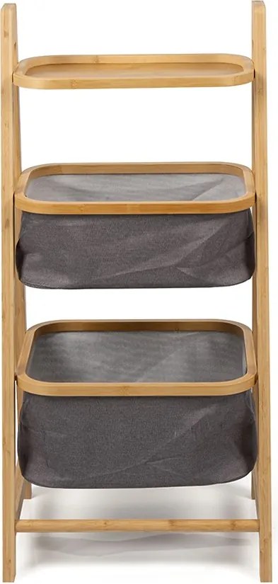 Noela Bambusový regál s 2 látkovými košíkmi BASKET LINE sivý