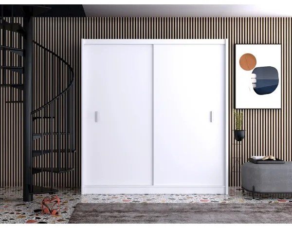 Šatní skriňa SAPHIRA 203x215 cm biela s posuvnými dverami